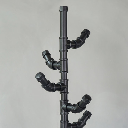 HMR - Industrial Metal Freestanding Coat Rack with 6 Hooks 63.8" in Black