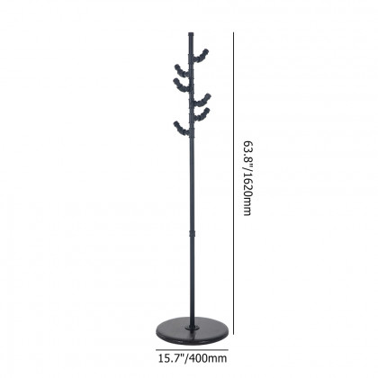 HMR - Industrial Metal Freestanding Coat Rack with 6 Hooks 63.8" in Black