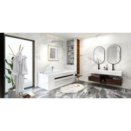 HMR - Modern Freestanding Coat Rack with Shelf Marble Base 70.9" in Gold