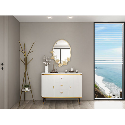 HMR - Modern Freestanding Coat Rack with Shelf Marble Base 70.9" in Gold