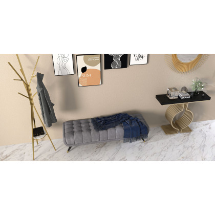 HMR - Modern Freestanding Coat Rack with Shelf Marble Base 70.9" in Gold