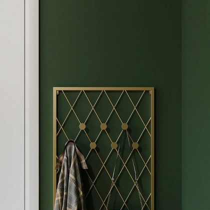 HMR - Entryway Wall Mounted Corner Coat Rack with Hooks in Gold