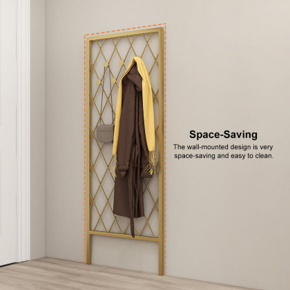 HMR - Entryway Wall Mounted Corner Coat Rack with Hooks in Gold