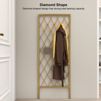 HMR - Entryway Wall Mounted Corner Coat Rack with Hooks in Gold