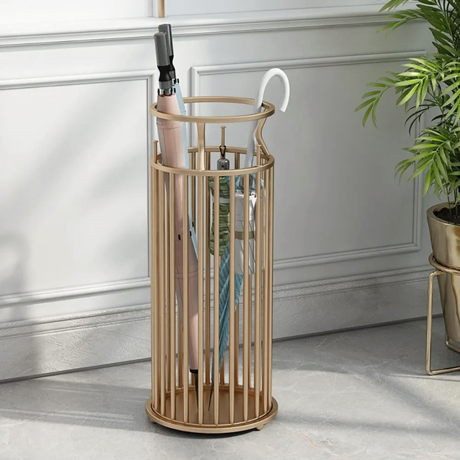 HMR - Chic Marble-Pillar-Style Umbrella Stand in Metal