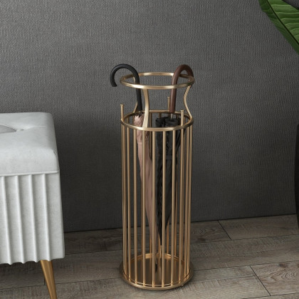 HMR - Chic Marble-Pillar-Style Umbrella Stand in Metal