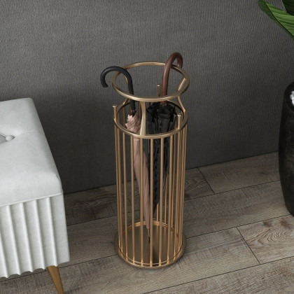 HMR - Chic Marble-Pillar-Style Umbrella Stand in Metal