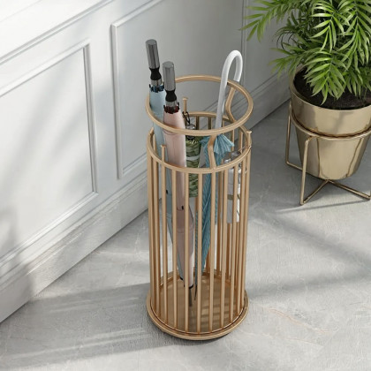 HMR - Chic Marble-Pillar-Style Umbrella Stand in Metal