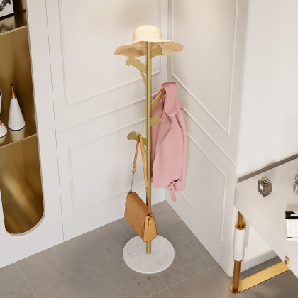 HMR - Marble Bedroom Clothing Rack with Hooks in Gold