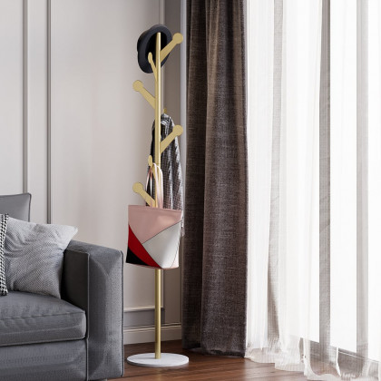 HMR - Marble Bedroom Clothing Rack with Hooks in Gold