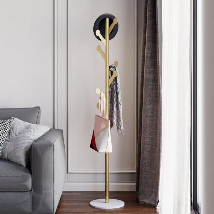 HMR - Marble Bedroom Clothing Rack with Hooks in Gold