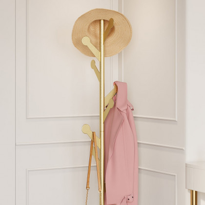 HMR - Marble Bedroom Clothing Rack with Hooks in Gold