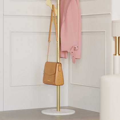 HMR - Marble Bedroom Clothing Rack with Hooks in Gold