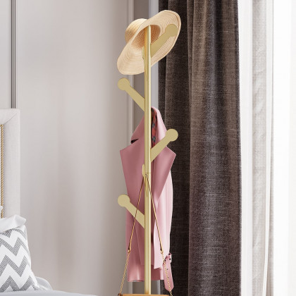 HMR - Marble Bedroom Clothing Rack with Hooks in Gold