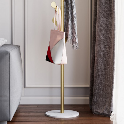 HMR - Marble Bedroom Clothing Rack with Hooks in Gold