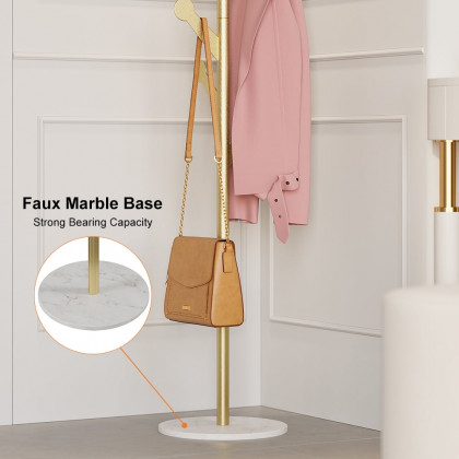 HMR - Marble Bedroom Clothing Rack with Hooks in Gold