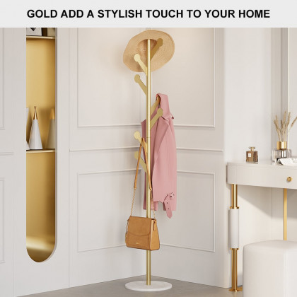 HMR - Marble Bedroom Clothing Rack with Hooks in Gold
