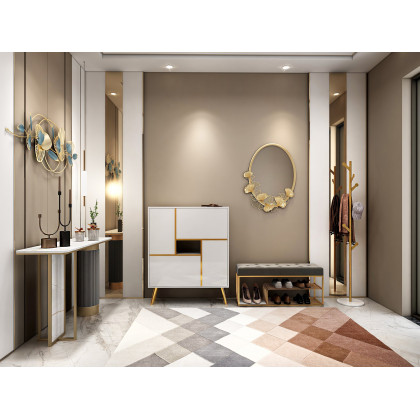 HMR - Marble Bedroom Clothing Rack with Hooks in Gold