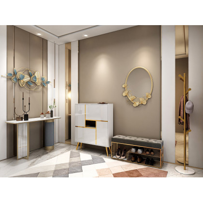 HMR - Marble Bedroom Clothing Rack with Hooks in Gold