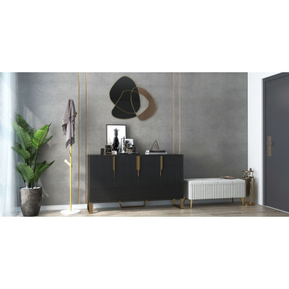 HMR - Marble Bedroom Clothing Rack with Hooks in Gold