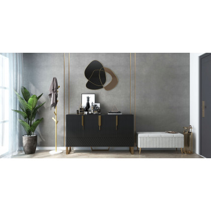 HMR - Marble Bedroom Clothing Rack with Hooks in Gold