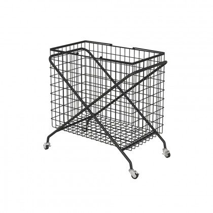 HMR - Collapsible Metal Laundry Hamper on Wheels in Black