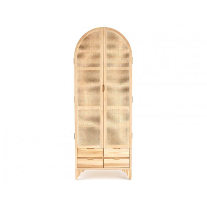 HMR - Rattan Armoire Wardrobe with 2 Doors and 4 Drawers in 78.7"H, Natural