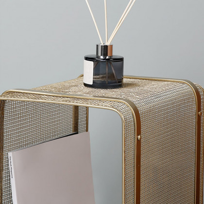 HMR Modern Rectangular Magazine Rack with Open Storage - Gold
