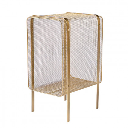 HMR Modern Rectangular Magazine Rack with Open Storage - Gold