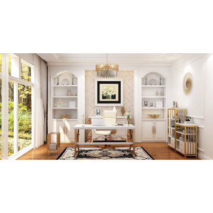 HMR Modern Rectangular Magazine Rack with Open Storage - Gold