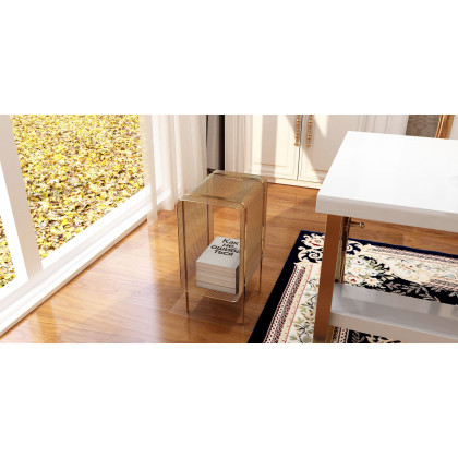 HMR Modern Rectangular Magazine Rack with Open Storage - Gold