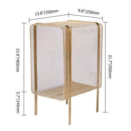 HMR Modern Rectangular Magazine Rack with Open Storage - Gold