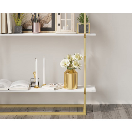 HMR Modern Freestanding 32" Etagere Bookshelf - White/Gold