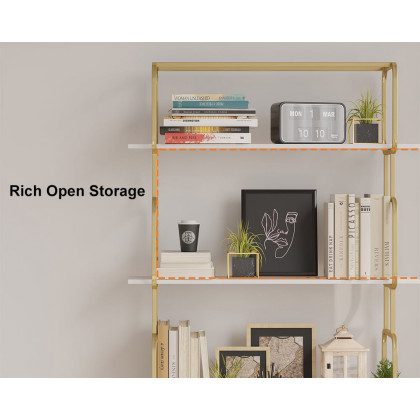 HMR Modern Freestanding 32" Etagere Bookshelf - White/Gold
