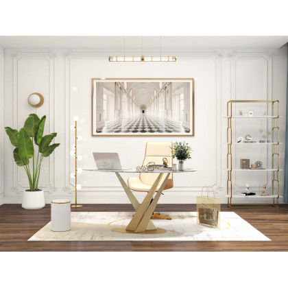 HMR Modern Freestanding 32" Etagere Bookshelf - White/Gold