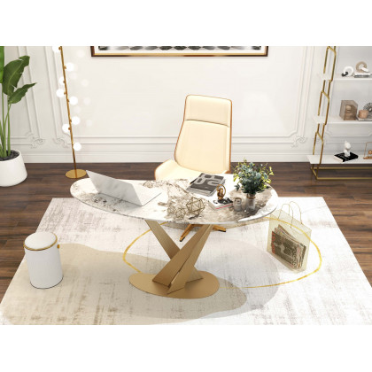 HMR Modern Freestanding 32" Etagere Bookshelf - White/Gold