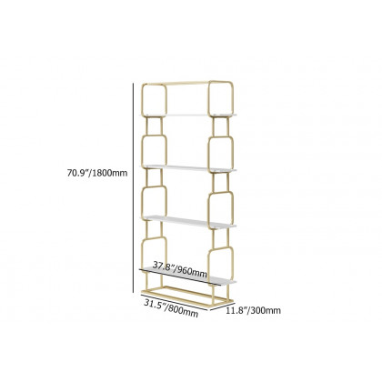 HMR Modern Freestanding 32" Etagere Bookshelf - White/Gold