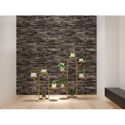 HMR - 25"/37" Modern Tree-Shaped 4/6-Tiered Plant Stand (Set of 2) in Gold