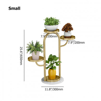 HMR - 25"/37" Modern Tree-Shaped 4/6-Tiered Plant Stand (Set of 2) in Gold