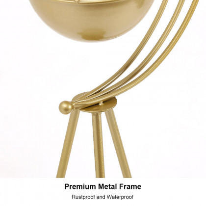 HMR - Half-Moon Plant Stand with Shelf in Gold