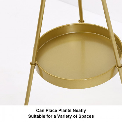 HMR - Half-Moon Plant Stand with Shelf in Gold