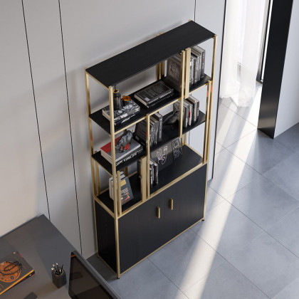 HMR - 78" 5-Tier Bookshelf with Doors in Big Storage