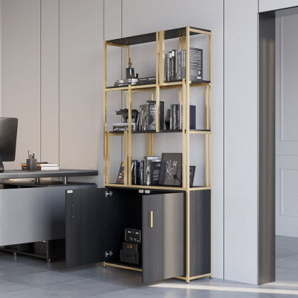 HMR - 78" 5-Tier Bookshelf with Doors in Big Storage
