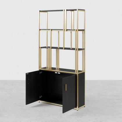 HMR - 78" 5-Tier Bookshelf with Doors in Big Storage