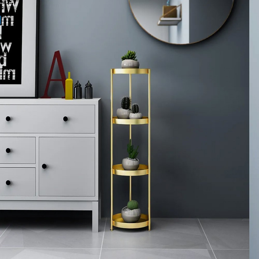 HMR - 4-Tier Free-Standing Bathroom Shelf in Gold