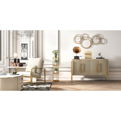HMR - 4-Tier Free-Standing Bathroom Shelf in Gold
