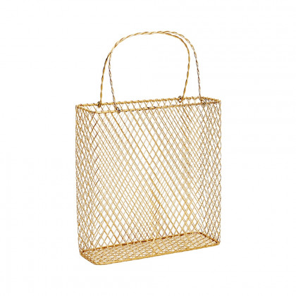 HMR - Metal Magazine Rack with Handle in Gold