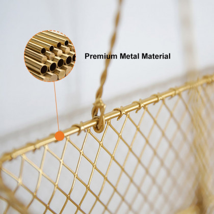 HMR - Metal Magazine Rack with Handle in Gold