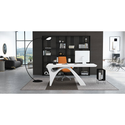 HMR Modern Etagere Bookshelf with 6-Shelf - Black