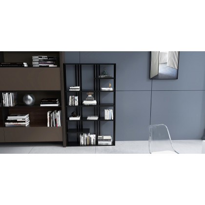 HMR Modern Etagere Bookshelf with 6-Shelf - Black